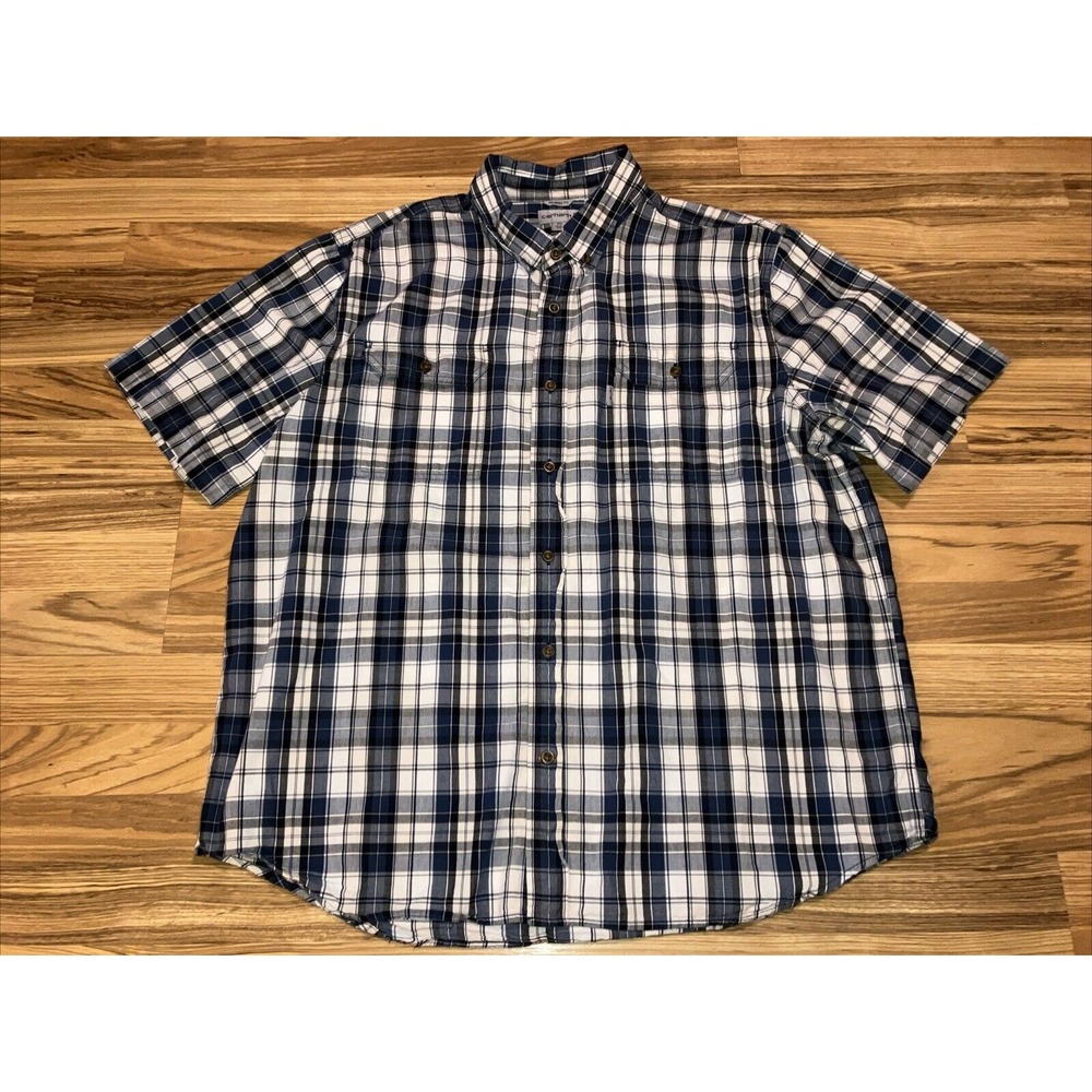 Carhart Plaid Shirt Mens 2XL  Blue Plaid Relaxed‎ Fit Casual